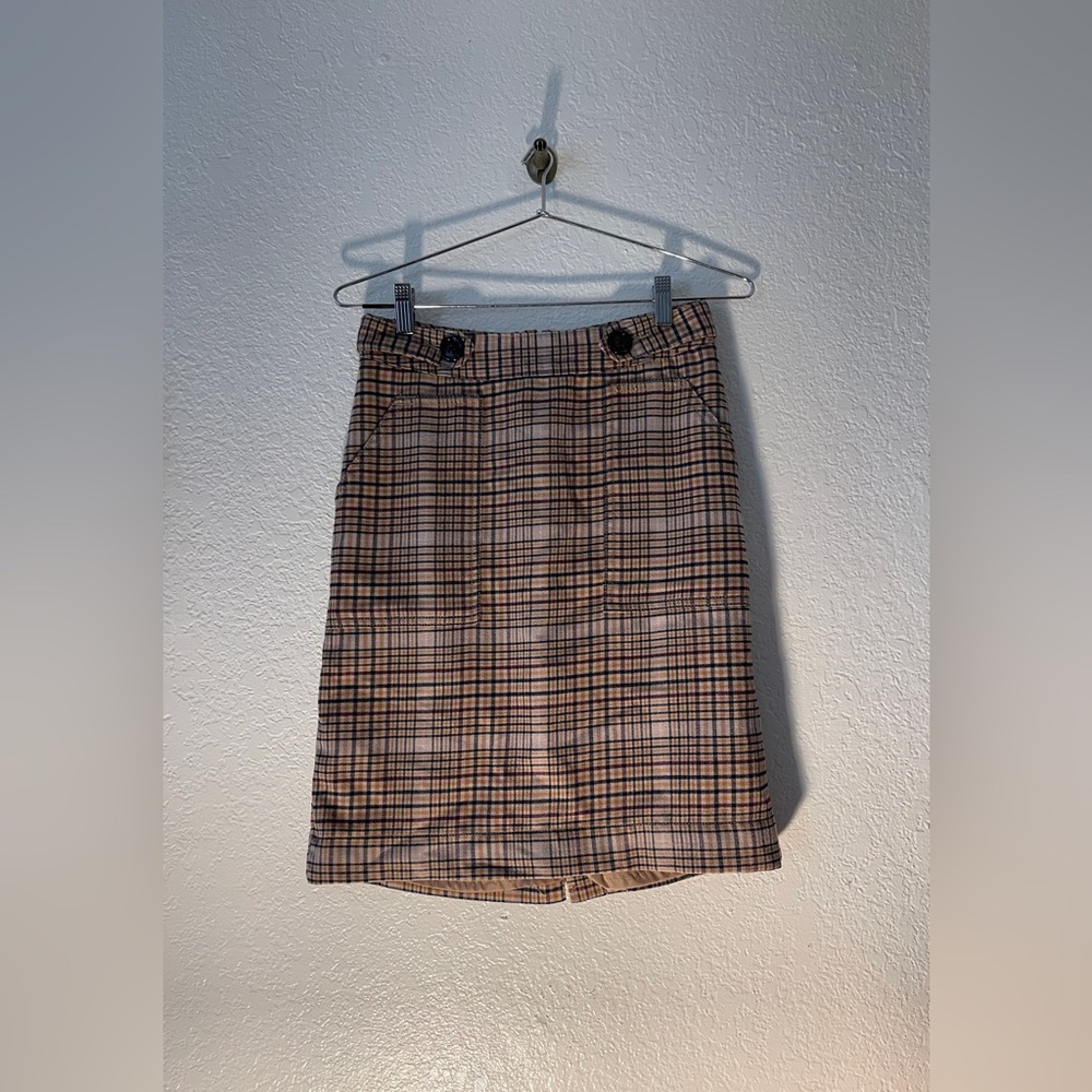 Target (Merona) Plaid Wool Skirt with Button Details